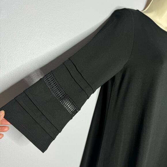J. Jill Wearever Collection Black 3/4 Flare Sleeve Knit Jersey Dress Casual S - Picture 3 of 8